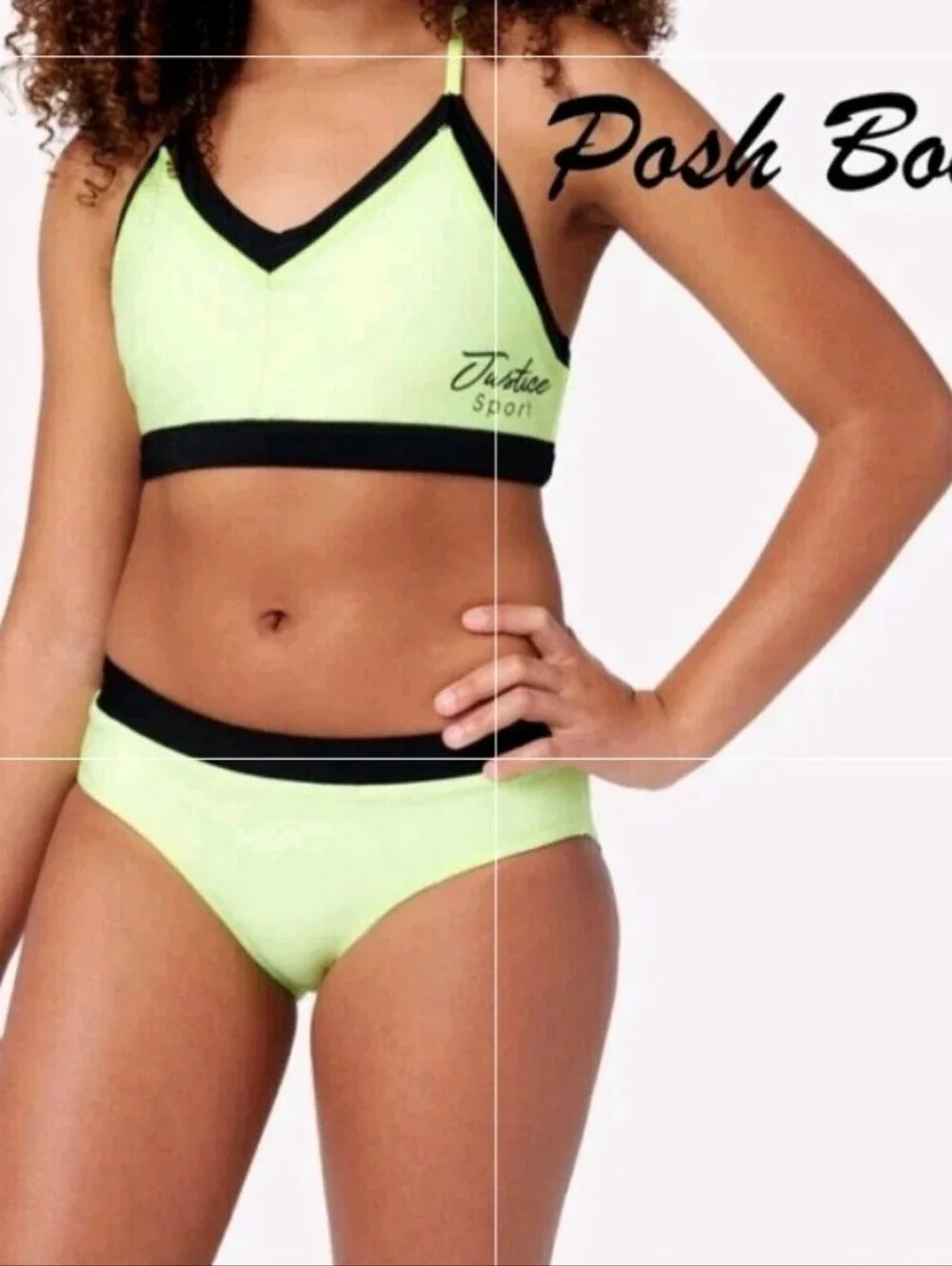 Justice Reverisable Two-Piece Swim Set - Neon Lime & Tie-Dye Sz XL16-18 Nwt